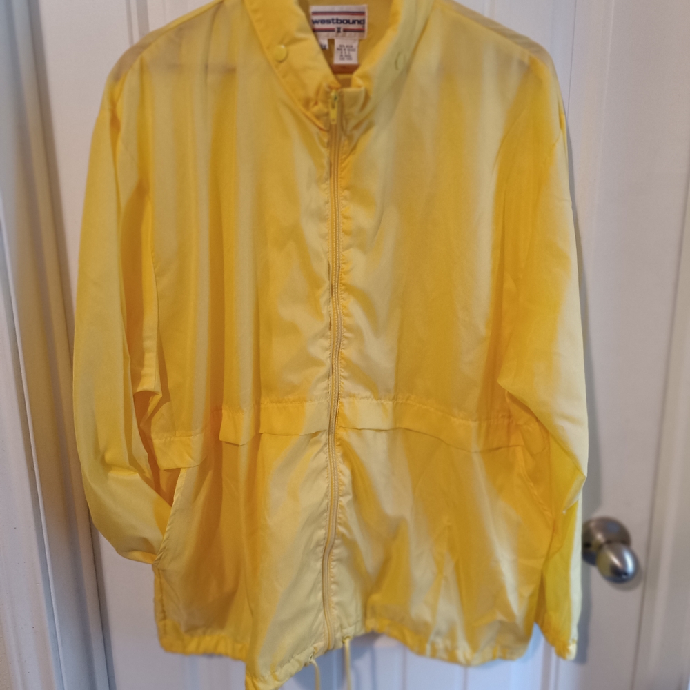 Vintage VTG Retro Westbound II Yellow Women's Wind Resistant Full Zip 1x Hoodie